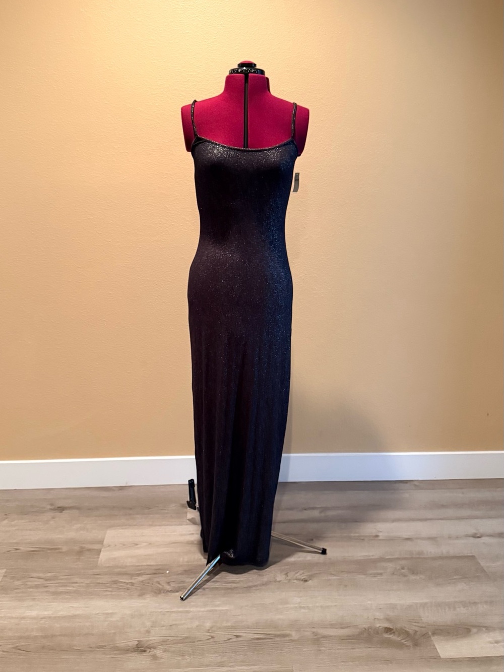 aerie Black Shimmer Slip Maxi Dress